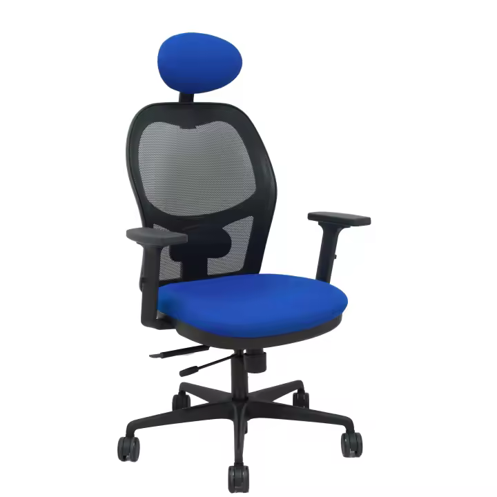 Silla Jorquera traslack malla negra asiento bali azul brazos 2D cabecero fijo - 1