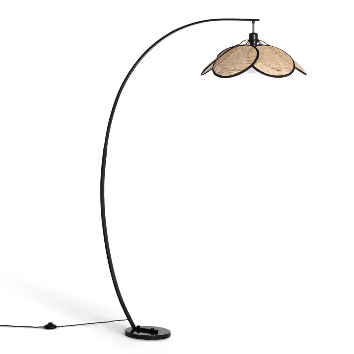 Ledkia Lámpara de Pie Ratán Arco Nirvana Natural - 1