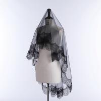 Nueva Llegada Vela De Novia Monolayer Para Mujer Y Niña Color Negro Mantilla De Boda Con Borde De Encaje Traje De Halloween De Cosplay Vestido De Novia Boda 2025 - details 3