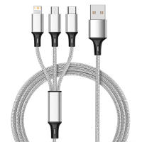 Cable De Carga USB Universal 3 En 1 Para iPhone 8 X XR 11 12 13 Samsung Moto Xiaomi Huawei Redmi Honor Tejido De Nylon Durable Longitud 1.2m - details 10