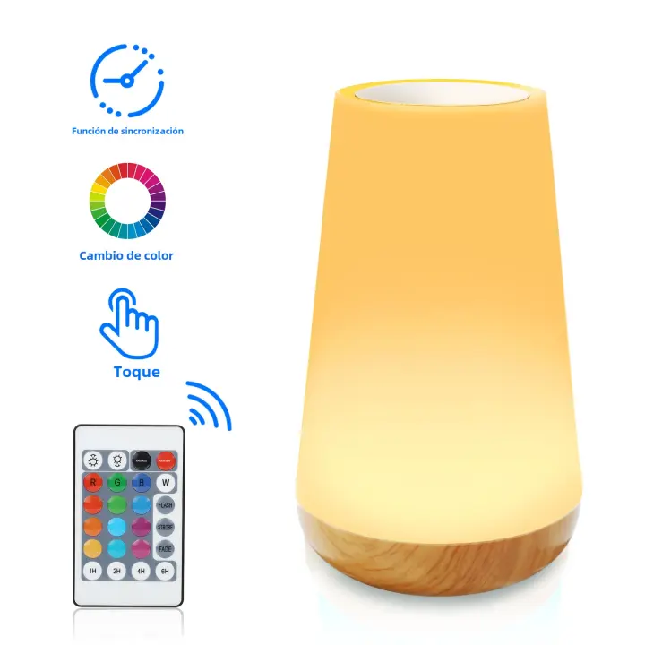 Lámpara Nocturna Recargable USB RGB Con Control Remoto Y Toque Color Cambiante Portátil Para Mesa Y Cama Luz De Noche LED Rectangular - 1