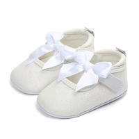 Zapatos De Niña Recién Nacida Con Lazo De Princesa Antideslizantes Para Bebés De 1 Año Zapatos Planos De Cuero PU Regalo Ideal Para Baños De Bautismo - details 4