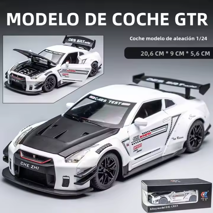Modelo De Coche De Escala 1:24 God of War GTR De Aluminio Con Iluminación Suave Y Efecto De Sonido Simulado Resistente a Colisiones Y Caídas Para Jóvenes Y Adultos - 1