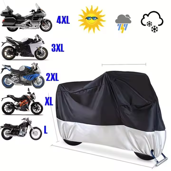 Cubierta Para Motocicleta Impermeable 190T Poliéster Taffeta Resistente Al Desgaste Protección UV Y Antipolvo Para Todas Las Estaciones Adecuada Para Exterior E Interior Scooter - 1
