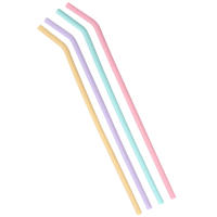 4Pcs Tenedores De Silicona De Grado Alimenticio Colores Para Niños Bebidas Agua Jugos Curvados Reutilizables Pajillas De Coctel - details 6