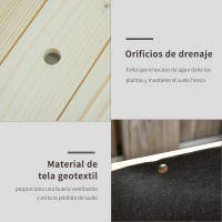 Outsunny Huerto Urbano Mesa de Cultivo 118x55x83 cm Elevado de Madera con Estante Tela Geotextil Ruedas con Frenos Portátil para Cultivo en Jardín Terraza Color Natural - details 6