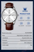Reloj De Negocios Lujo Para Hombre OLEVS Con Correa De Cuero Resistente Al Agua Y a La Choque Movimiento Cuarzo Display Numeral Romano Estilo Casual - details 4