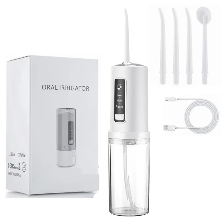 Irrigador Oral de agua para limpieza Dental, herramienta de chorro de agua portátil, limpiador de dientes, limpiador bucal, boquilla de 4 piezas, IPX7 - 1