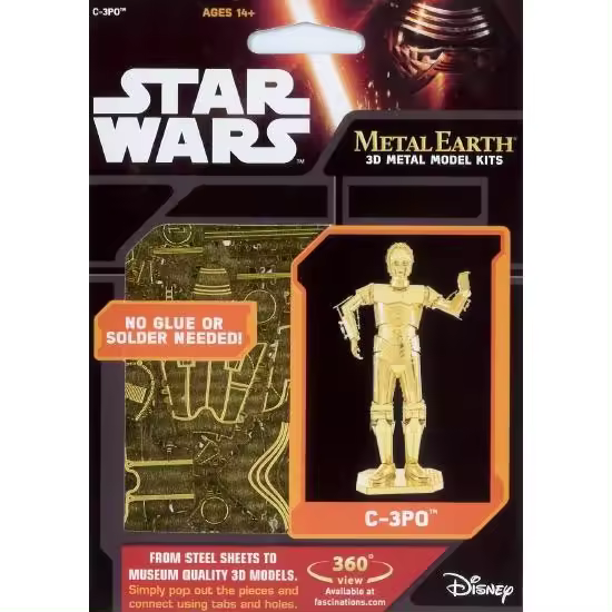METAL TIERRA STAR WARS C-3PO ORO MODELO 3D KIT - 1