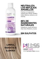 Champú Matizador Cabellos Rubios 250ml  Pigmentos Violetas para Neutralizar Reflejos Amarillos y Naranjas  88% Ingredientes de Origen Natural  Hidratación y Nutrición con Prebióticos, Aceite de Ricino y Pantenol  Sless Haircare - details 1