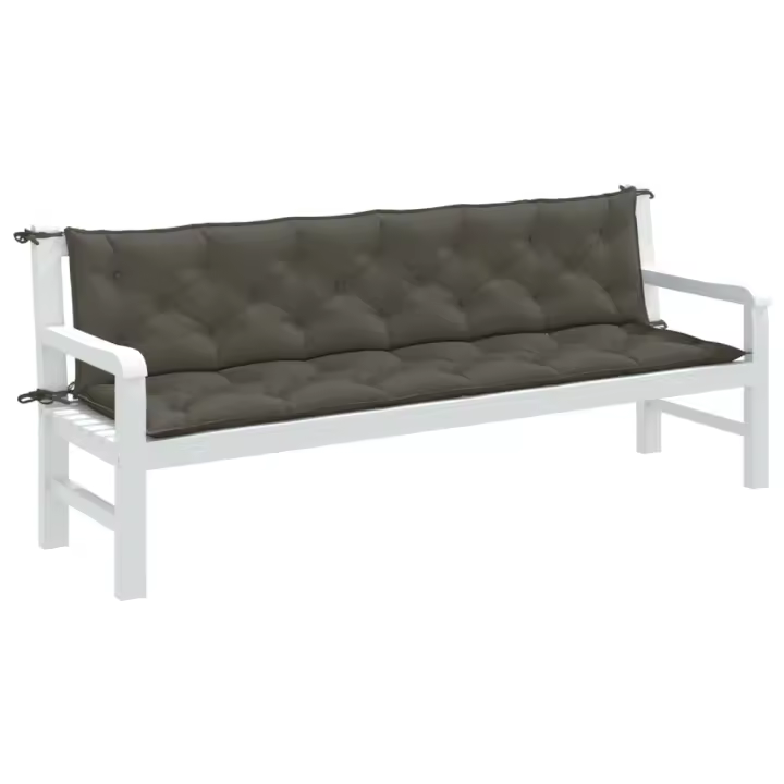 vidaXL Cojines banco jardín 2 uds tela gris oscuro melange 200x50x7 cm - 1