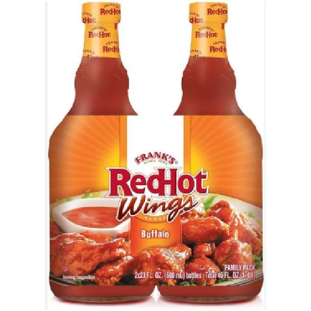 Mccormick Frank's Red Hot Wings Sauce Pack de 2 Botellas de 680ml - Salsa Picante Buffalo para Alitas de Pollo - Preparación Buffalo Wings