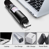 Puntero láser, linterna táctica de 2000 m, luz verde de larga distancia, linterna de mano de alta potencia, puntero láser recargable para USB con tapa de estrella, enfoque ajustable para interacción con mascotas, escalada en roca, caza y reuniones - details 4