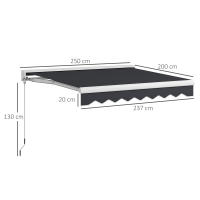 Outsunny Toldo Eléctrico Retráctil y Manual con Mando a Distancia 2,5x2 m Toldo de Exterior Terraza Enrollable con Manivela y Marco de Aluminio para Jardín Puerta Ventana Gris - details 2