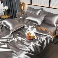 Juego De Cama Nórdico De Seda Satinada Con Fundas De Almohada Y Sábana De Lujo Estilo Sólido Apto Para Parejas Doble Revestimiento De 100% Algodón - details 28