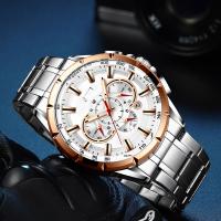 Reloj Deportivo Casual CURREN Para Hombres Con Cronógrafo Y Pantalla Grande De Acero Inoxidable Luminoso Resistente Al Agua Y De Cuarzo - details 16