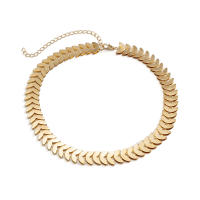 Collar De Cadena Con Láminas De V Y Hojas De Color Oro Punk Para Mujer Vintage De IngeSight.Z Joyería De Regalo - details 9