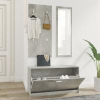 vidaXL Muebles Entradita Zapatero Espejo Perchero Madera Roble Color Blanco,  Gris sonoma,  Marrón roble - details 6