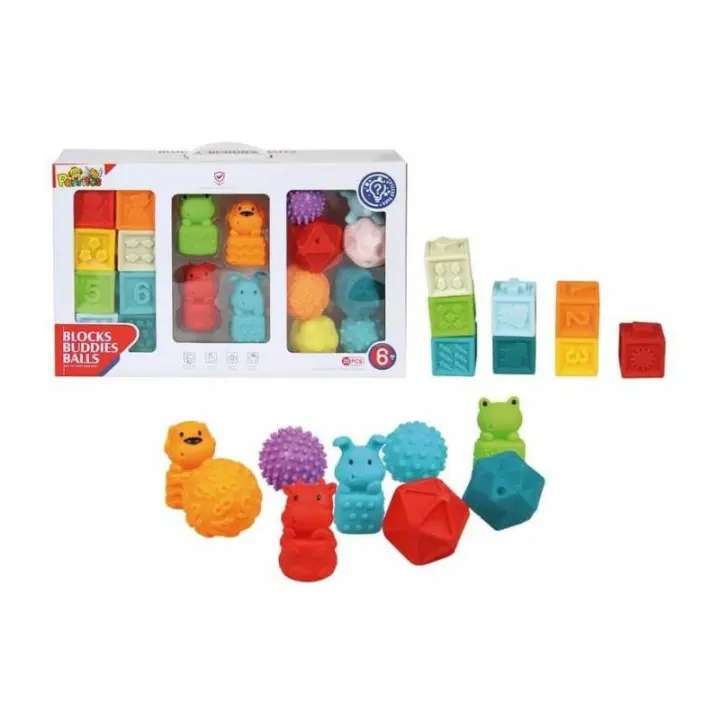 CONJUNTO BOLAS CUBOS Y ANIMALES SENSORIALES BEBES DE PANRITOS - 1