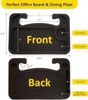 Exwrite del volante del Coche, Mesa del coche, bandeja del volante, esritorio de la computadora del volante, bandeja de comida del coche para la mayoría de los volantes del vehículo (Negro) - details 1
