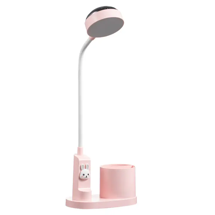 SOMY Lámpara de escritorio, lámpara de mesa de estudio con soporte para bolígrafo de cabecera que cambia automáticamente de color, luz de lectura LED recargable regulable para niños (rosa) Lámpara de banco de trabajo - 1