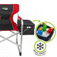 Aktive - Silla plegable camping con nevera y mesa con soporte para botella, máx. 120 kg, color gris y rojo, fabricada de aluminio y poliéster, 61x52x92 cm, antivuelco, plegado compacto, ideal para camping, fácil de transportar, resistente y duradera - details 3