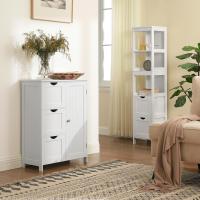 Armario de baño de pie, 3 cajones grandes y estante ajustable, en blanco, 60x30x81 cm - details 1