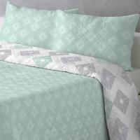 Moda Textil Colcha Bouti Primavera Verano Reversible Color Aqua Mod.Rombos Cama 90 ,105,135 y 150  Ligeras y Suaves Incluye fundas de cojín - details 2