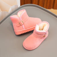 Botas De Nieve Para Niños Y Niñas Con Hebilla Y Peluche Grueso Color Sólido Botas Cortas De Tobillo Flexibles Y Cálidas Para Hombres Y Mujeres Tallas 23-36 - details 10