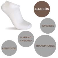 Calcetines Cortos de Deporte Para Hombre Y Mujer de Algodón. Accesorio Para Deporte, Trabajo Y Running 9 Pares blancos. 2 Tallas a elegir. essential by natural bio pharma - details 3