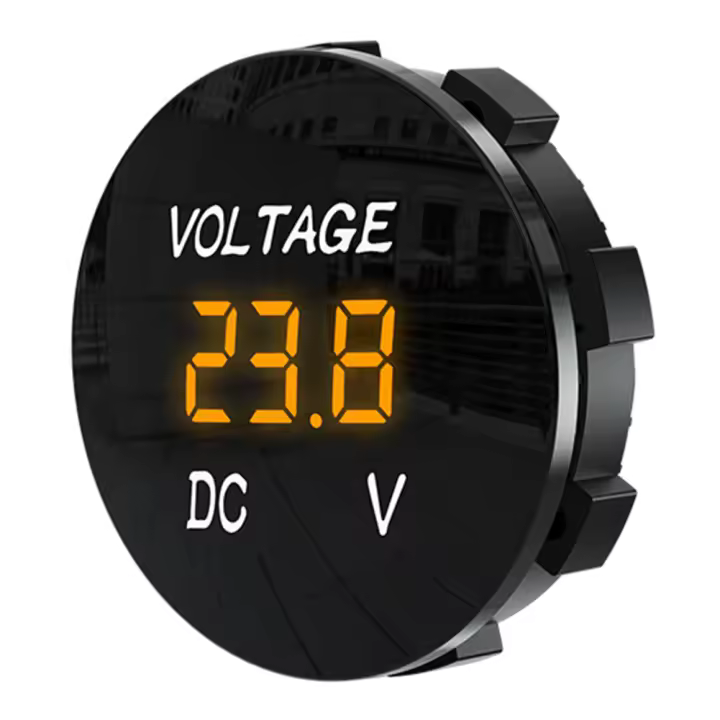 Voltímetro Redondo DC 5V-48V LED Digital Para Coche Barco Marítimo Prueba Y Monitorización De Capacidad De Batería - 1