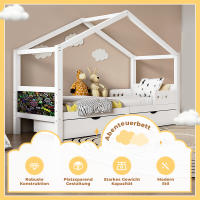 Cama Infantil con Doble Cajón, Cama Anticaída Base Estable de Listones, Madera de Pino Certificado Ambiental Cama Infantil 90x200 cm, Sin Colchón Blanco - details 5
