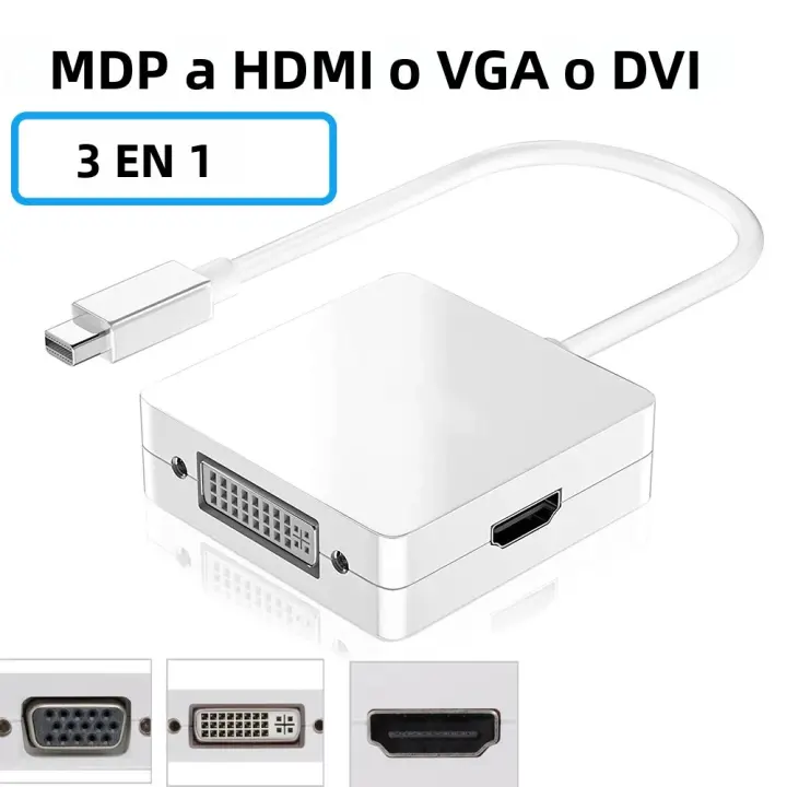 Adaptador 4-en-1 Mini DisplayPort a HDMI VGA DVI Para Apple Macbook pro Air Mini Thunderbolt 2 Cable De Audio Compatible Con HDMI 1.4 Para Computadora Monitor Proyector Televisión - 1
