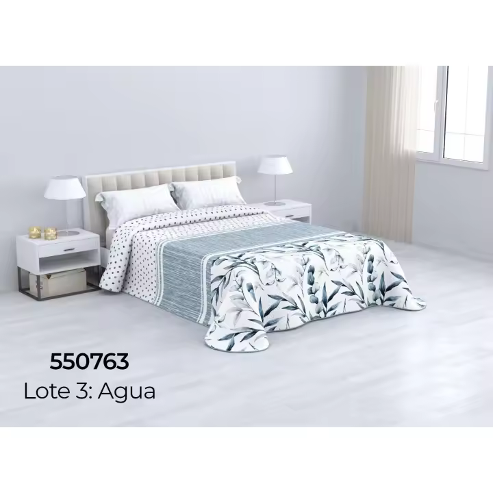 Colcha Bouti Reversible Estampada. Cama 90,105,135, 150. Fina y ligera. Tacto suave. Primavera/ Verano. Dormitorio y Salón. - 1