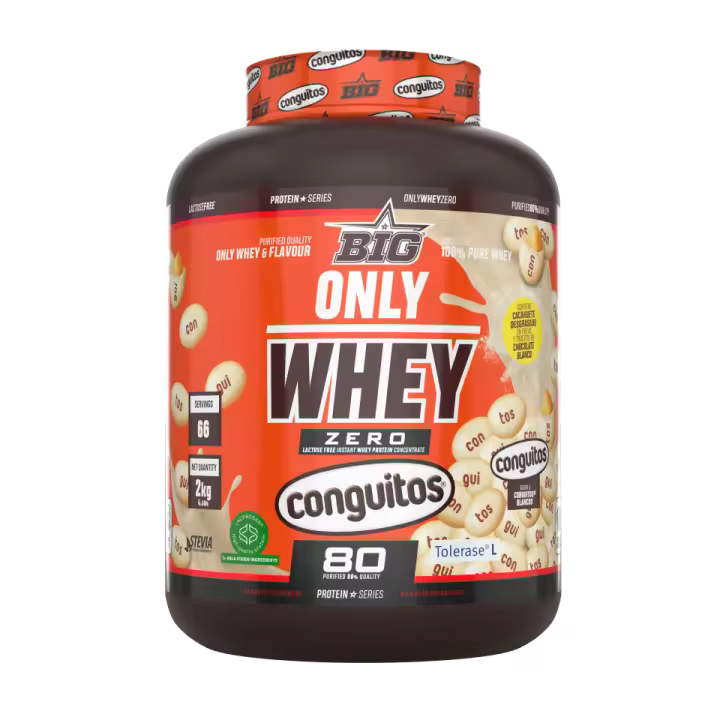 ONLY WHEY ZERO (2KG)  Conguitos Blanco - Big  Baja en lactosa  Baja en azúcares  Delicioso sabor  Alta calidad  Proteína de suero - 1