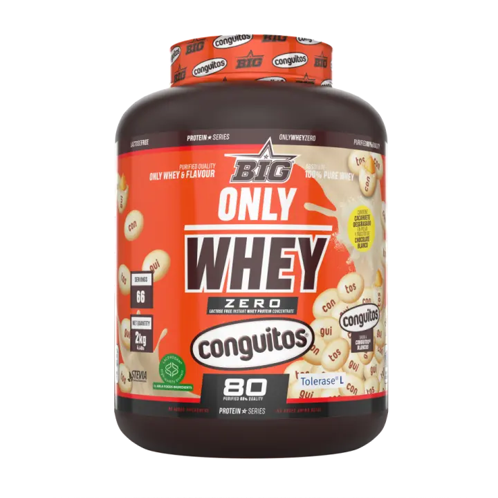 ONLY WHEY ZERO (2KG)  Conguitos Blanco - Big  Baja en lactosa  Baja en azúcares  Delicioso sabor  Alta calidad  Proteína de suero - 1