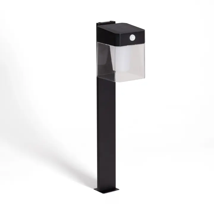 Ledkia Baliza de Pie Exterior Solar LED 1,5W 46cm Aluminio con Sensor de Movimiento Efren Square Negro - 1