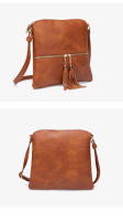 Bolso De Hombro Para Mujer De Gran Capacidad Retro Moda PU De Color Sólido Bolso Cruzado Suave Con Tassel Interior Múltiple - details 7