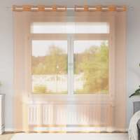 vidaXL Cortinas de gasa con ojales 2 uds negro140x225 cm en color Negro/Blanco/Tuquesa y más | protección solar decorativa para ventanas hogar oficina dormitorio fácil de instalar - details 3