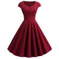 Vestido Midi De Verano Rosa Elegante Para Mujer Vuelta En El Cuello Vintage Rockabilly Pin up Fiesta Oficina Vestido A-Line Suelto - details 2