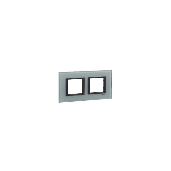 Plaque de Finition 2 Postes 2x2 Modules - Chrome Satiné liseré