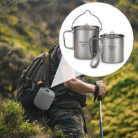 Juego De 3 Piezas De Titanio Ligero Con Olla De 750ml Taza De Agua De 450ml Cuchara Plegable Y Manija Collapsible Para Camping - details 12