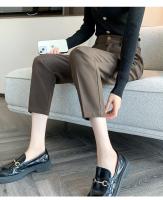 Pantalones De Trabajo Mujer Estilo Casual Cintura Alta Botones Talla Grande Color Caqui Largo Hasta El Tobillo Trasero Ancho - details 58