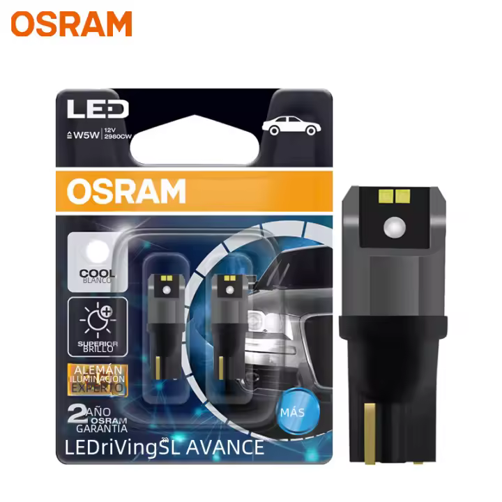 OSRAM LED T10 6000K W5W 194 Lámparas De Lectura Y Puertas Para Coche Luz Interior Blanca 12V 1.5W 2980CW Pareja Universal - 1