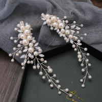2 Pcs Tiara De Perlas Y Cristales En Color Plata Clips Para El Cabello Accesorios De Boda Para Mujeres Peinado De Fiesta - details 3