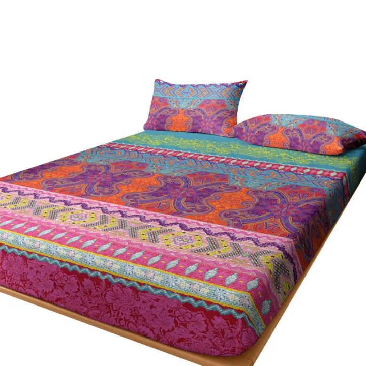 Sábana Ajustada Moderna Bohemia Impresa Mate Sin Edredón Ni Fundas Para Almohadas Cobertor De Cama De Poliéster 100% - 1
