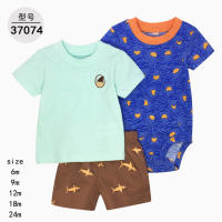 Nueva ropa infantil de verano para niños, bebés y niños pequeños, pantalones cortos de manga corta, camisetas, trajes de tres piezas. - details 1