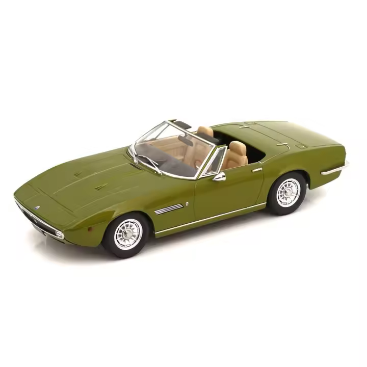 KK ESCALA 1/18 MASERATI GHIBLI SPYDER VERDE CLARO METALICO CON LLANTA DE RAYOS 1970 - KKDC181302 - 1