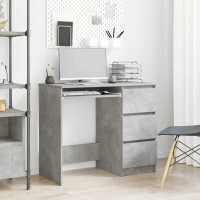 vidaXL Escritorio de madera contrachapada 90x45x76 cm en color Blanco/Blanco brillante/Gris hormigón y más | estructura resistente ideal para salón dormitorio o estudio - details 2