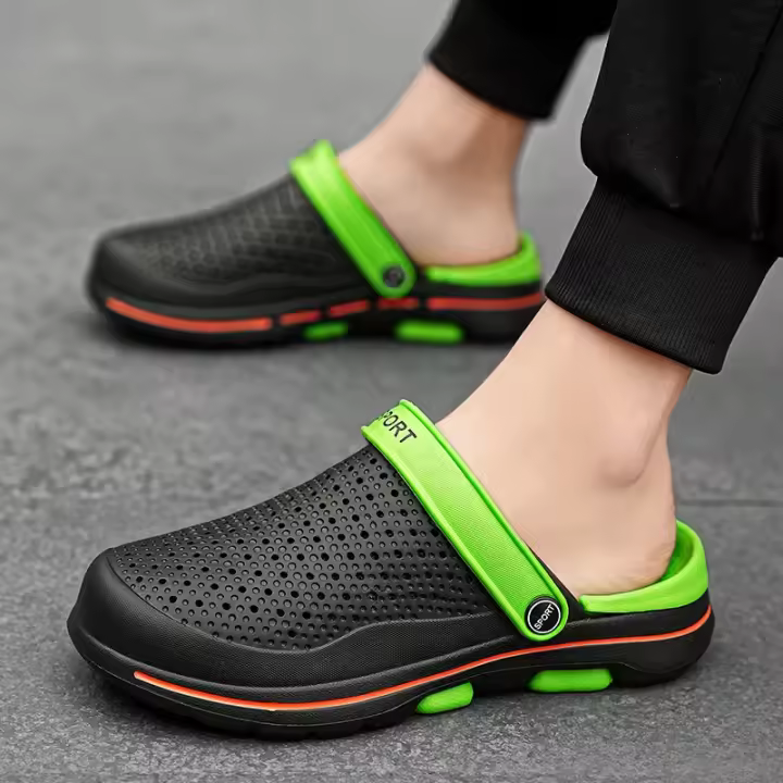 Sandalias De Playa Para Hombre Verano Zapatiillas Casual With Agujeros Zapatos De Jardín Zuecos Ajustados Para Exterior Y Hogar Material EVA - 1